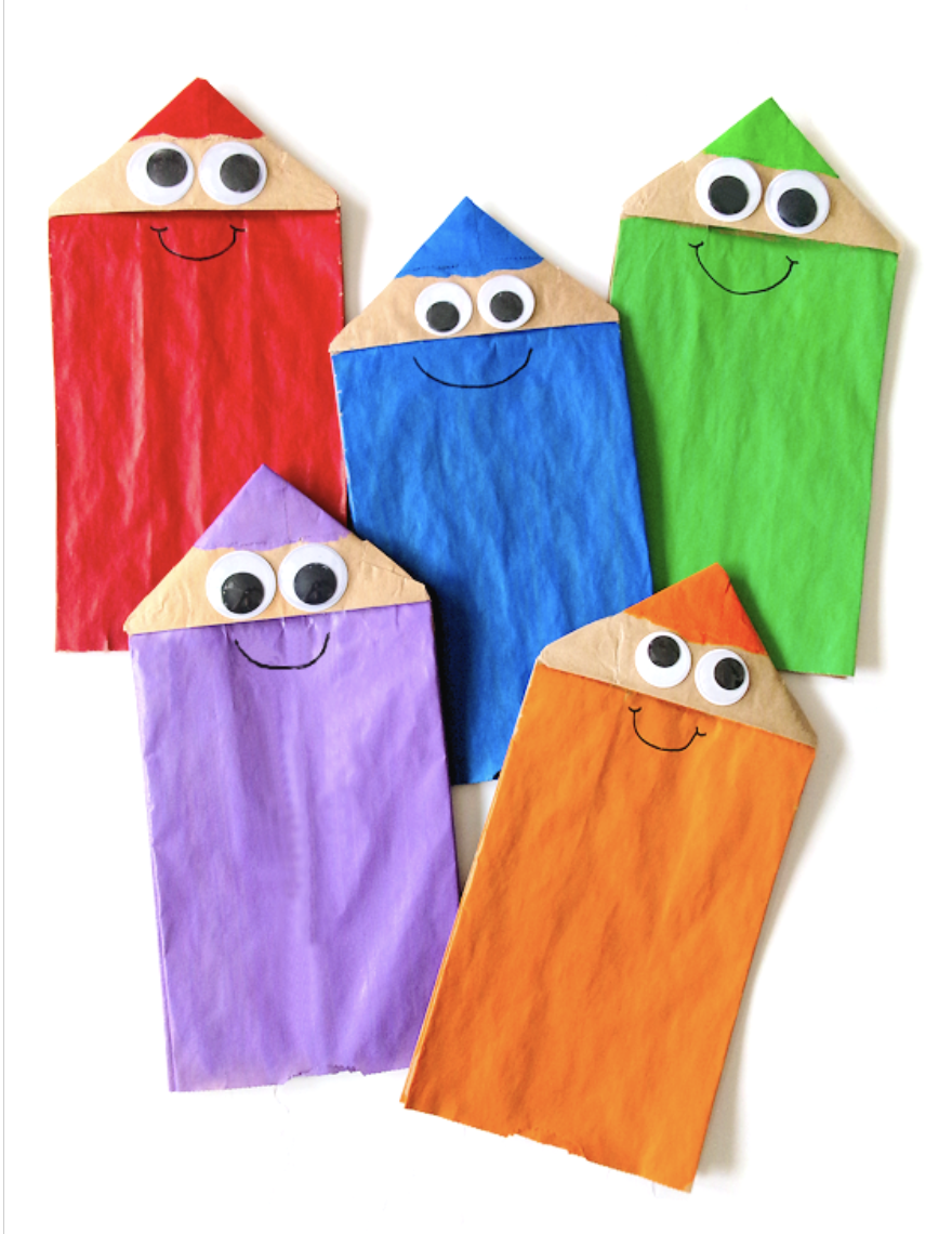 Fun colorful paper bag craft for kids to do for back to school. 
